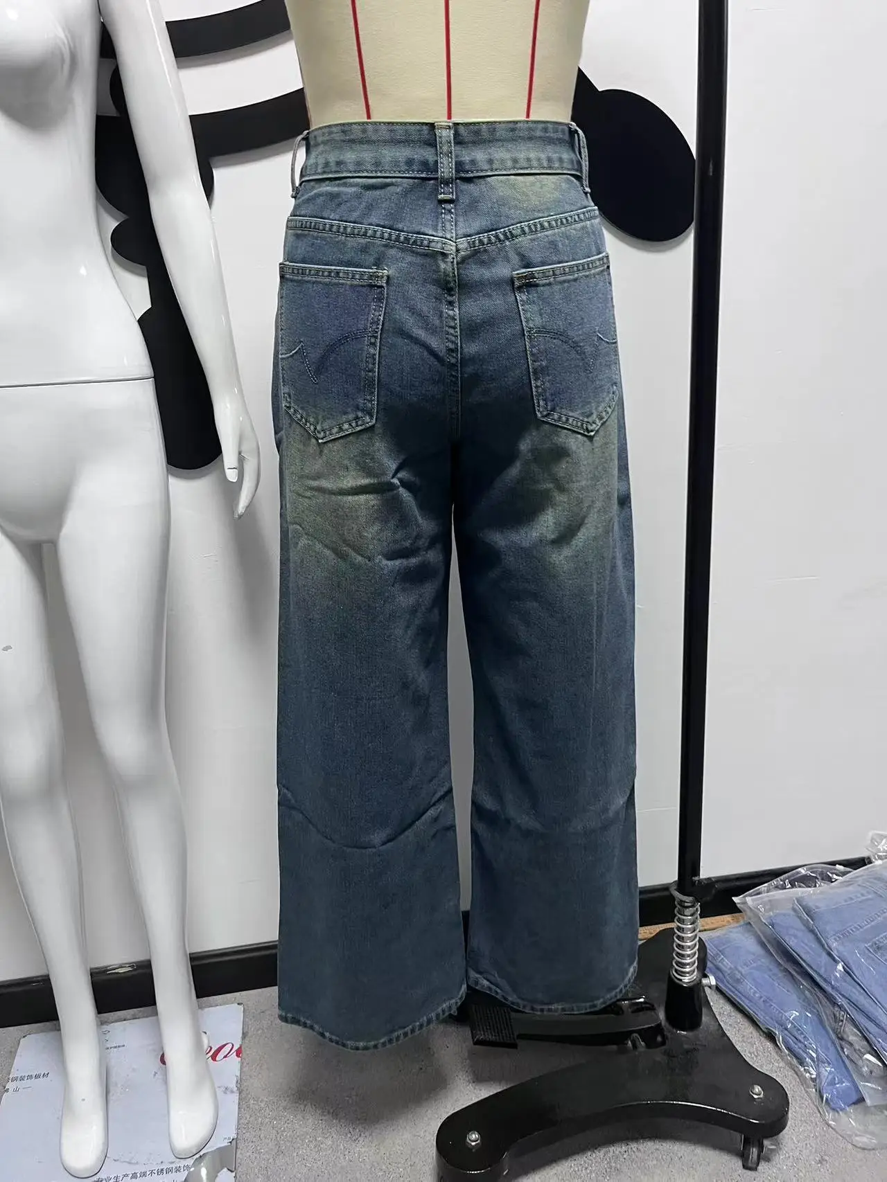 Dark Blue Heavy Duty Wide Leg Jeans for Women — feature 17