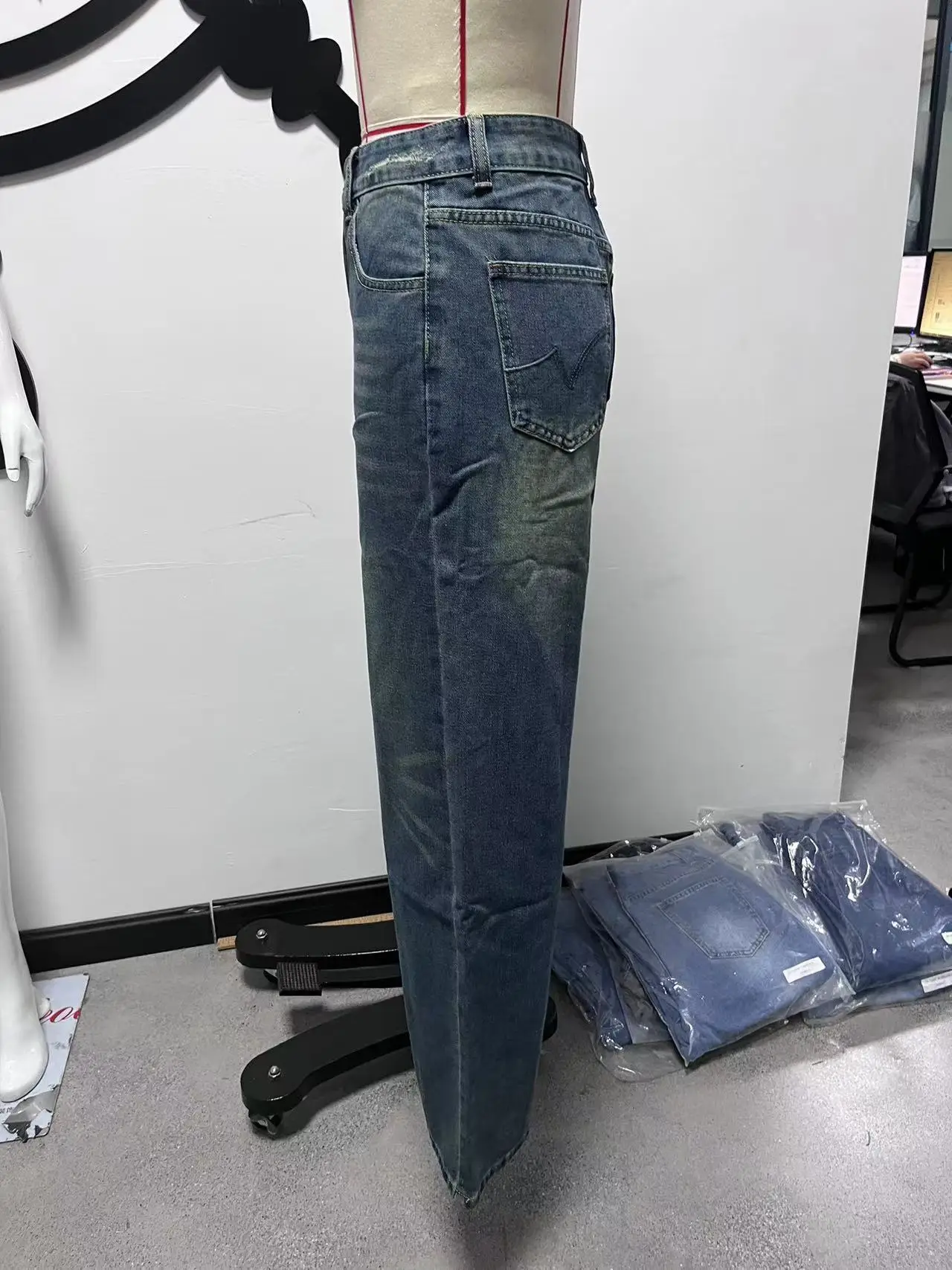 Dark Blue Heavy Duty Wide Leg Jeans for Women — feature 18