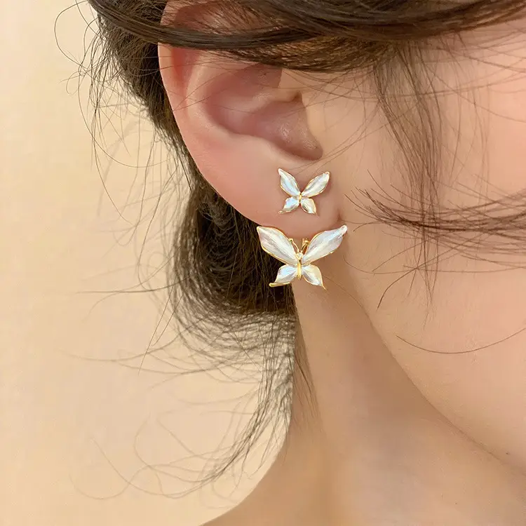 Korean Butterfly Earrings for Women Two Wear High End