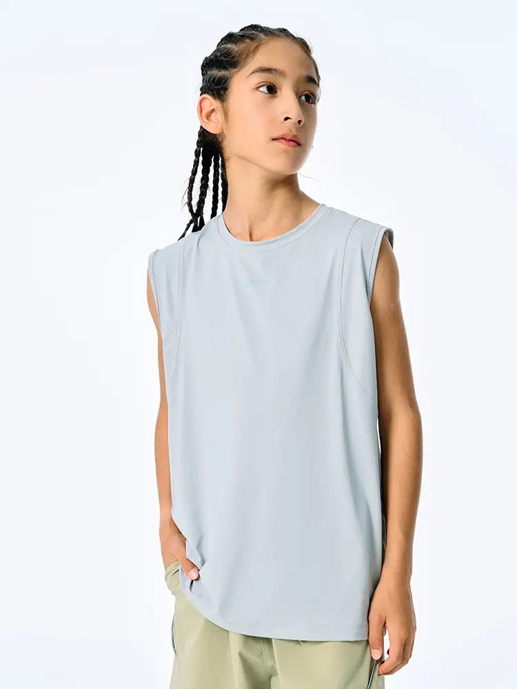 Kids Sleeveless T-Shirt Top Grey Blue Shorts Set - Image 7