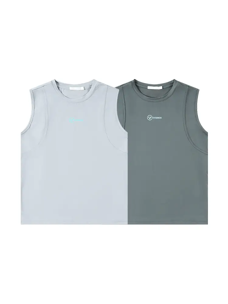 Kids Sleeveless T-Shirt Top Grey Blue Shorts Set - Image 9