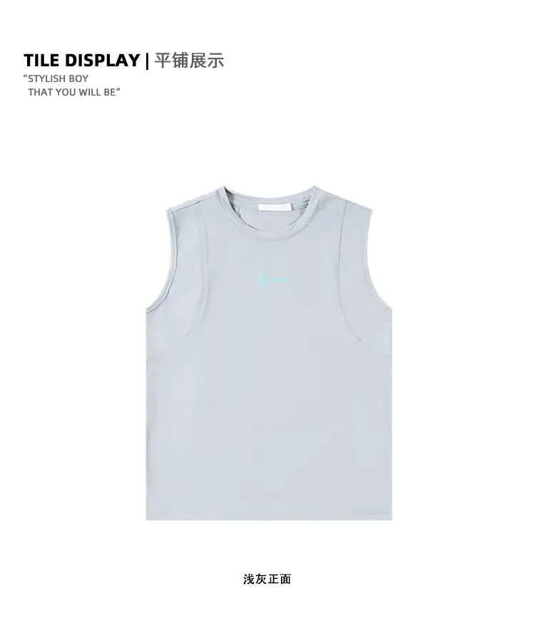 Kids Sleeveless T-Shirt Top Grey Blue Shorts Set — feature 25