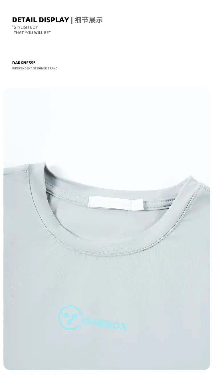 Kids Sleeveless T-Shirt Top Grey Blue Shorts Set — feature 29