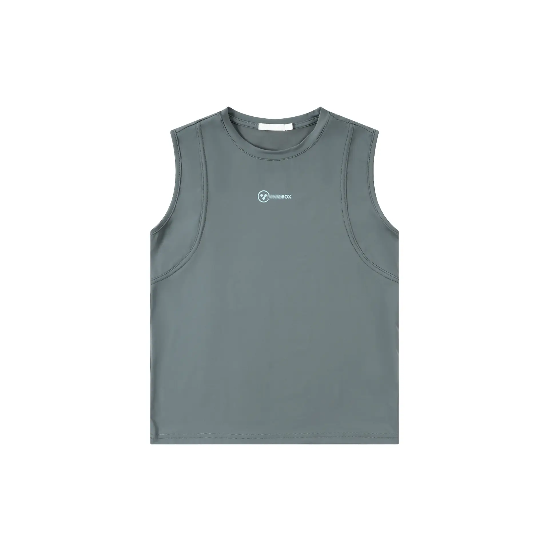 Kids Sleeveless T-Shirt Top Grey Blue Shorts Set - Image 2
