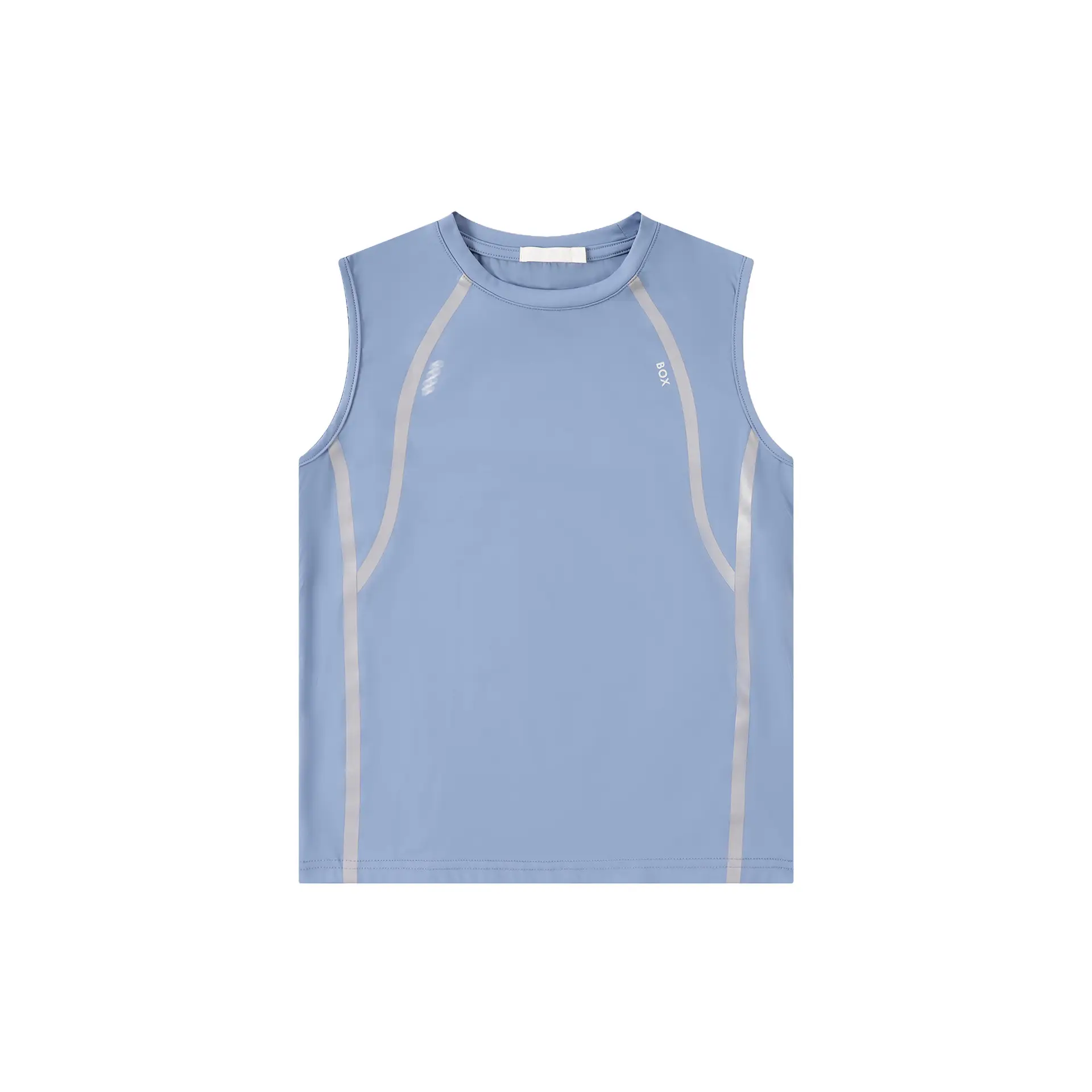 Kids Sleeveless T-Shirt Top Grey Blue Shorts Set - Image 3
