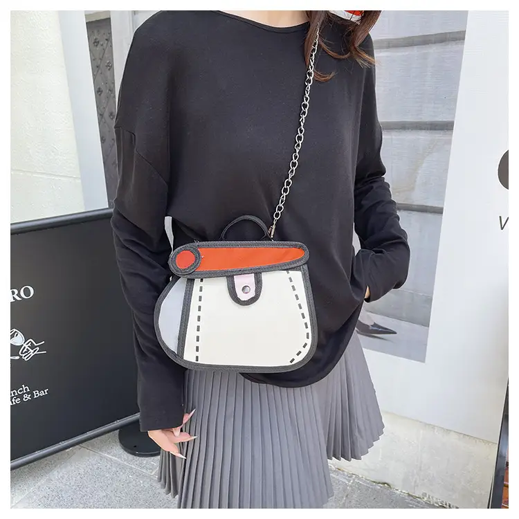 Cute Cartoon Chain Shoulder Bag Black White Blue 2025 — feature 13