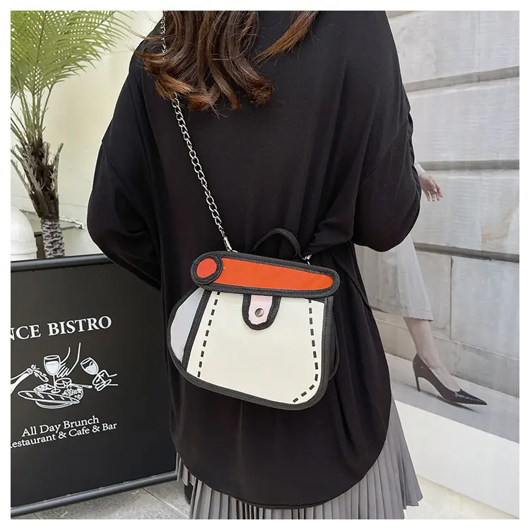 Cute Cartoon Chain Shoulder Bag Black White Blue 2025 — feature 14
