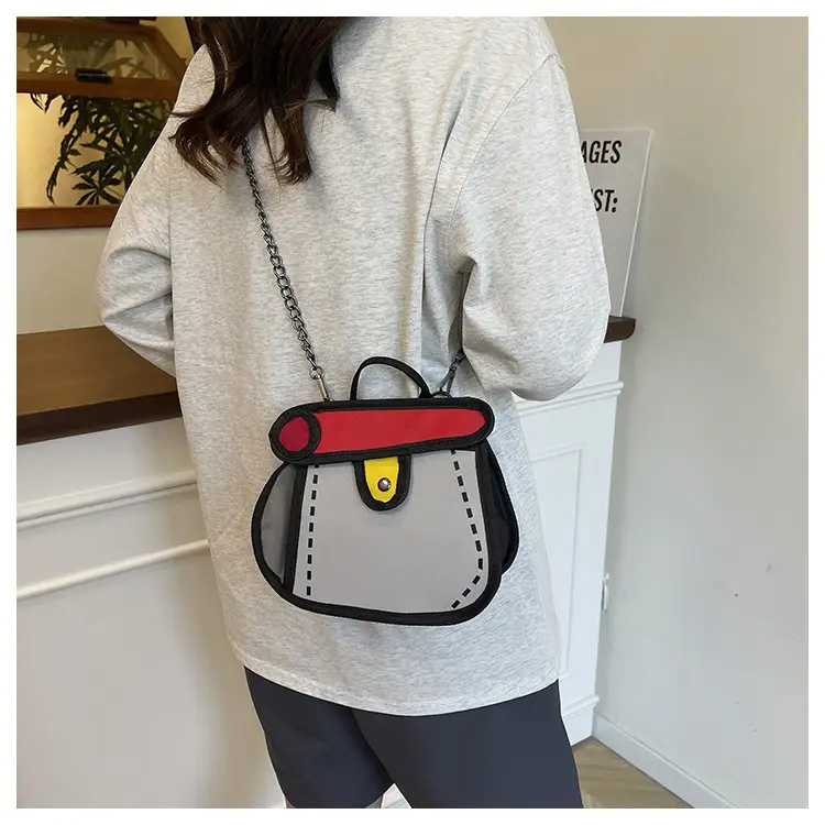 Cute Cartoon Chain Shoulder Bag Black White Blue 2025 — feature 16