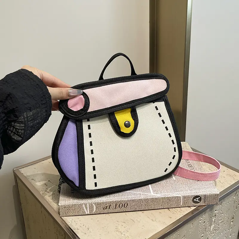 Cute Cartoon Chain Shoulder Bag Black White Blue 2025