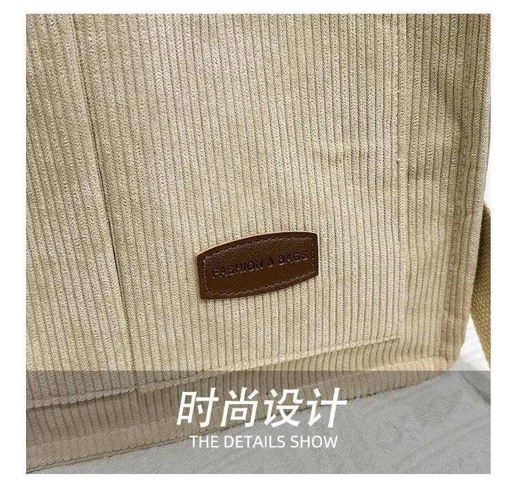 Beige Canvas College Student Tote Bag Large Capacity — feature 6