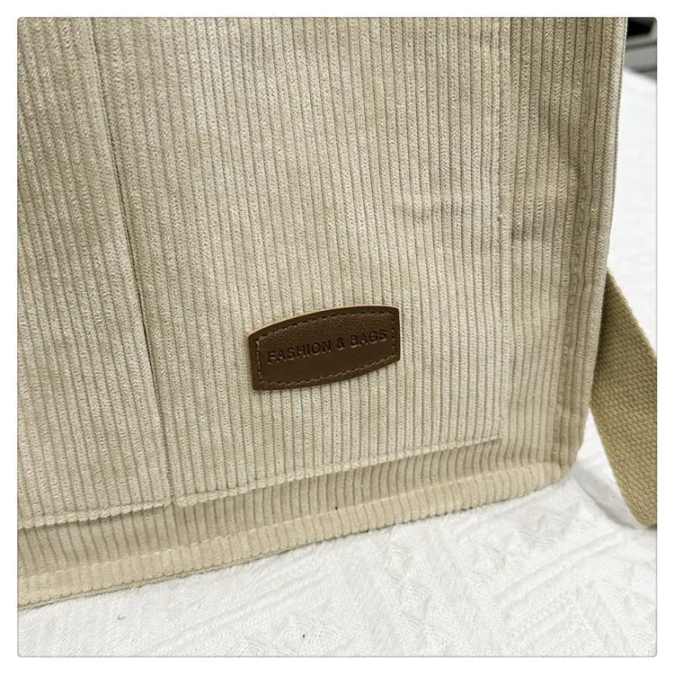 Beige Canvas College Student Tote Bag Large Capacity — feature 7