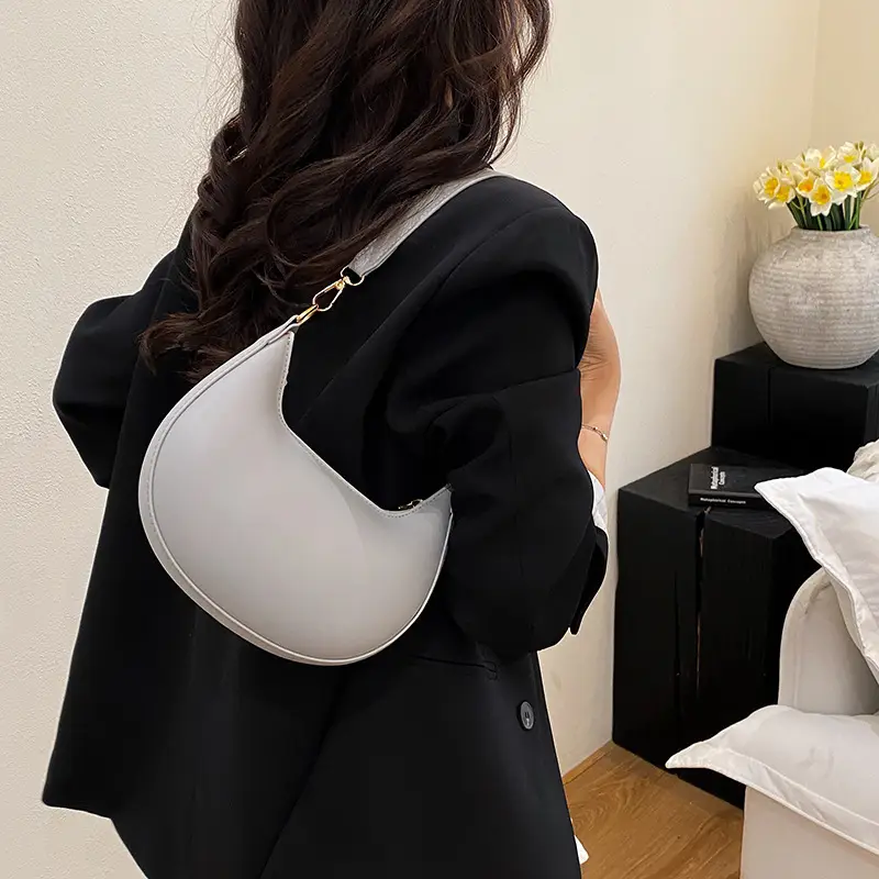 Korean Style Shoulder Bag for Women Light Grey Gold Handle — feature 23