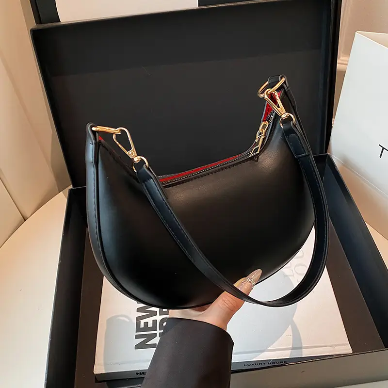 Korean Style Shoulder Bag for Women Light Grey Gold Handle - Image 3