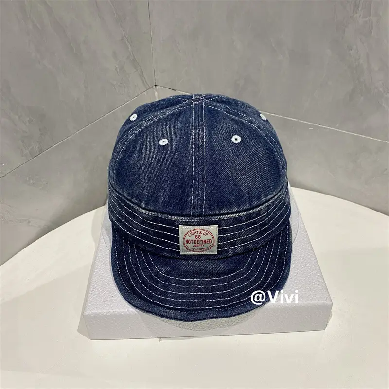 2025 Men's Blue Denim Dome Cap with Soft Brim