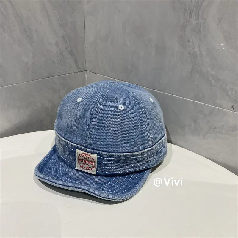 2025 Men's Blue Denim Dome Cap with Soft Brim