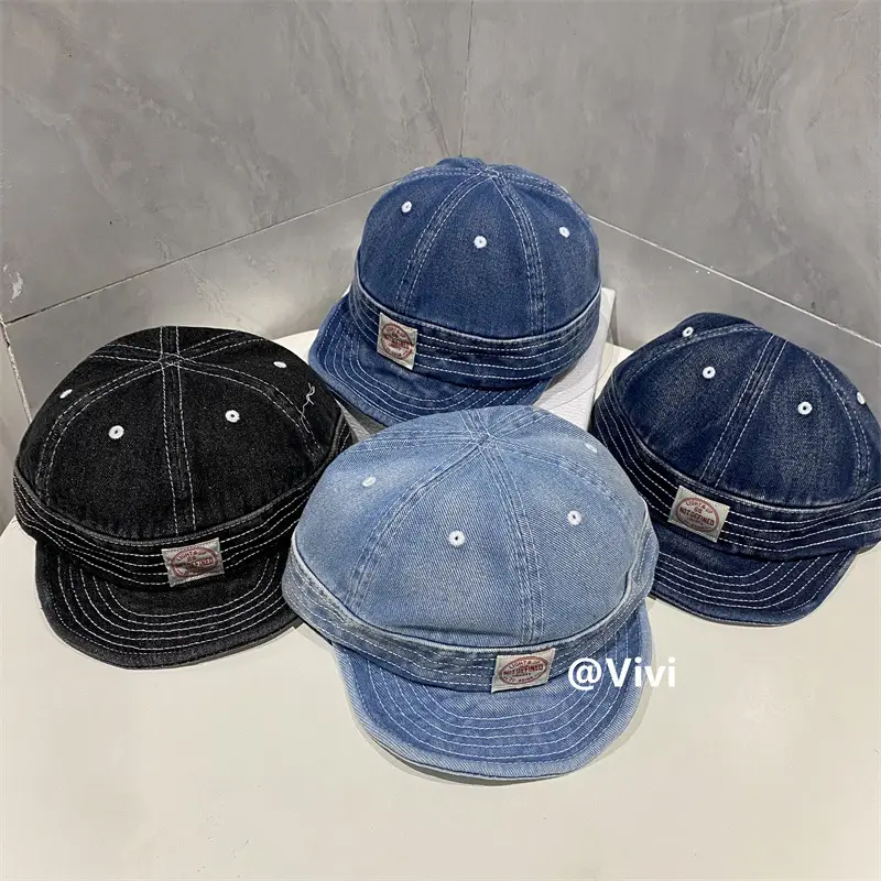2025 Men's Blue Denim Dome Cap with Soft Brim — feature 2
