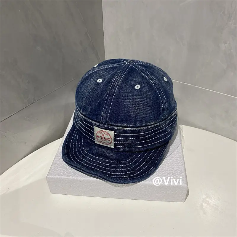 2025 Men's Blue Denim Dome Cap with Soft Brim