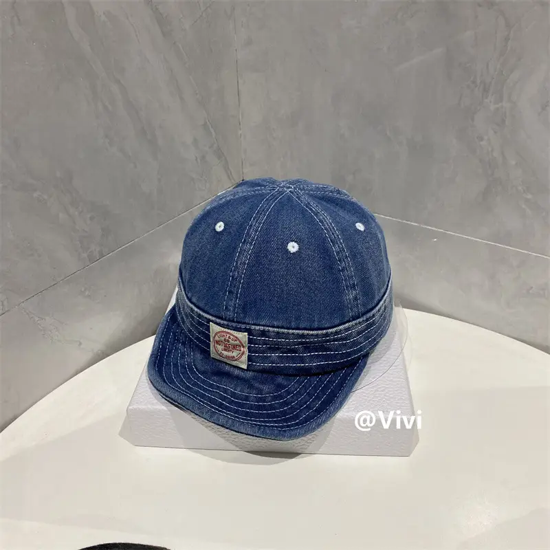 2025 Men's Blue Denim Dome Cap with Soft Brim