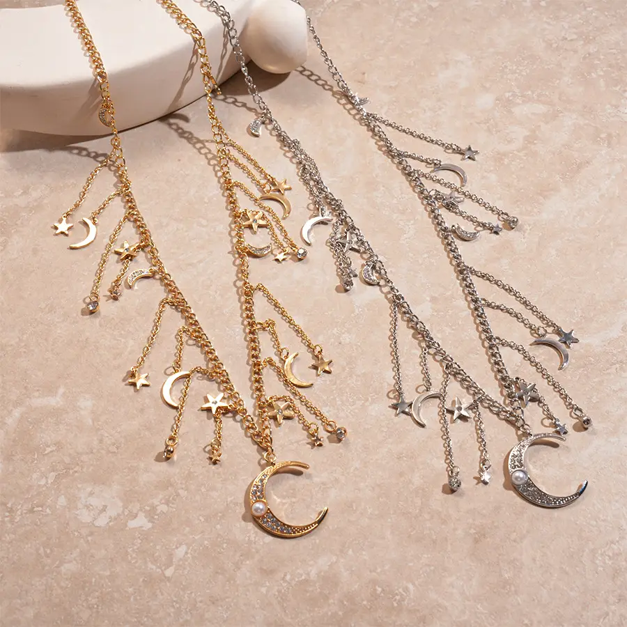 Golden Moon & Star Tassel Waist Chain for Women