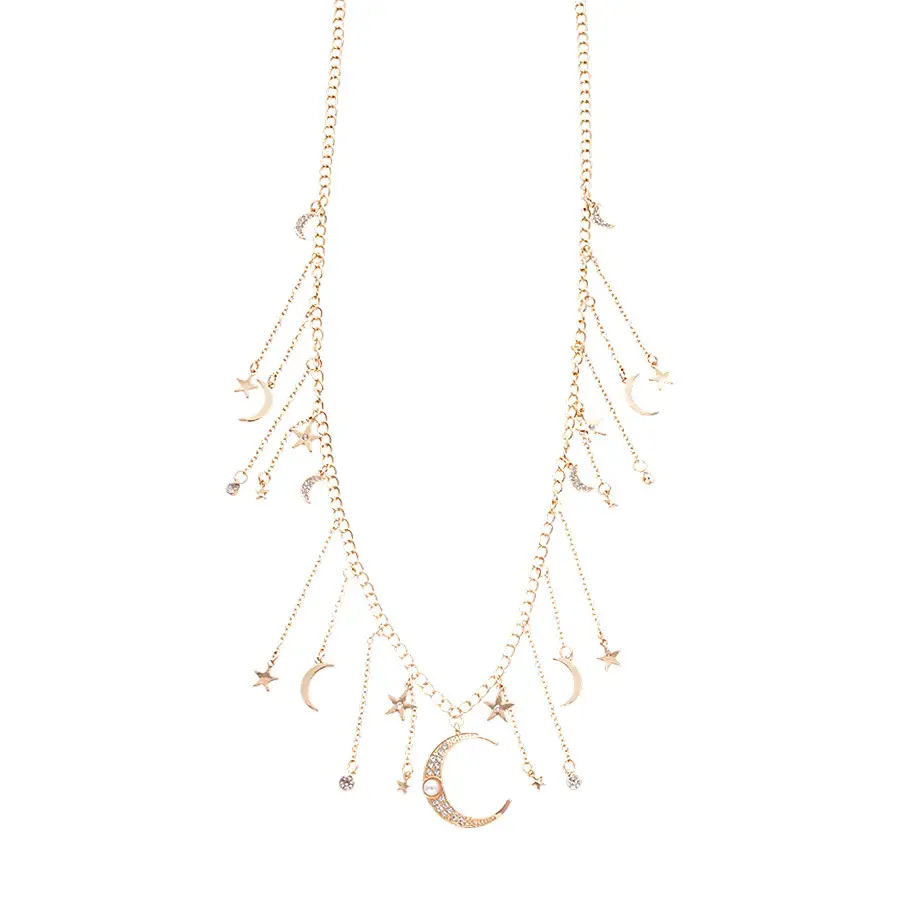 Golden Moon & Star Tassel Waist Chain for Women