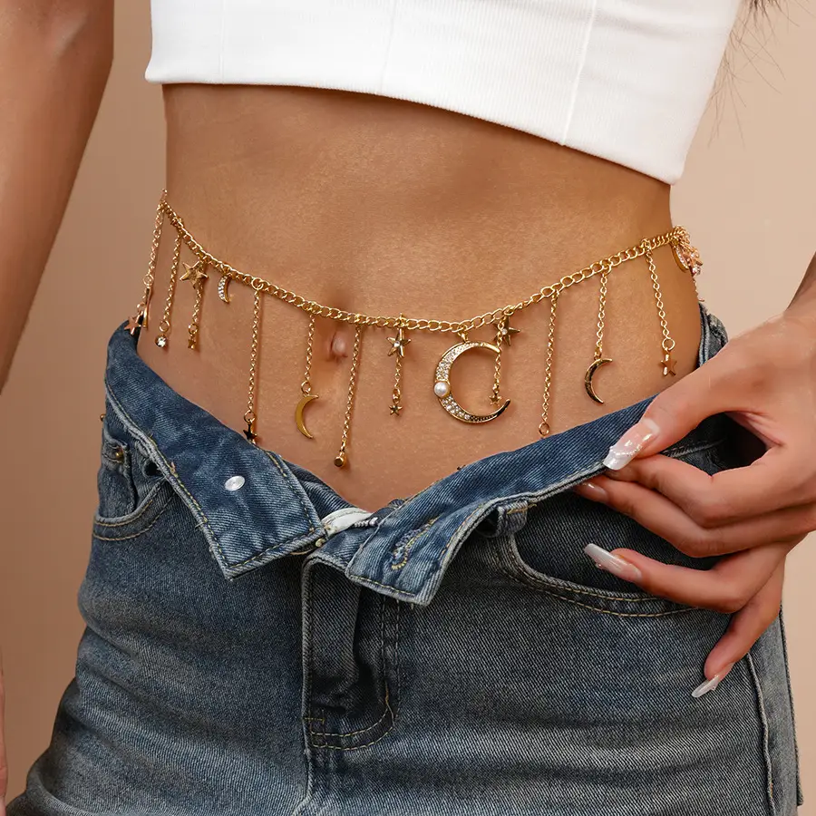 Golden Moon & Star Tassel Waist Chain for Women — feature 14