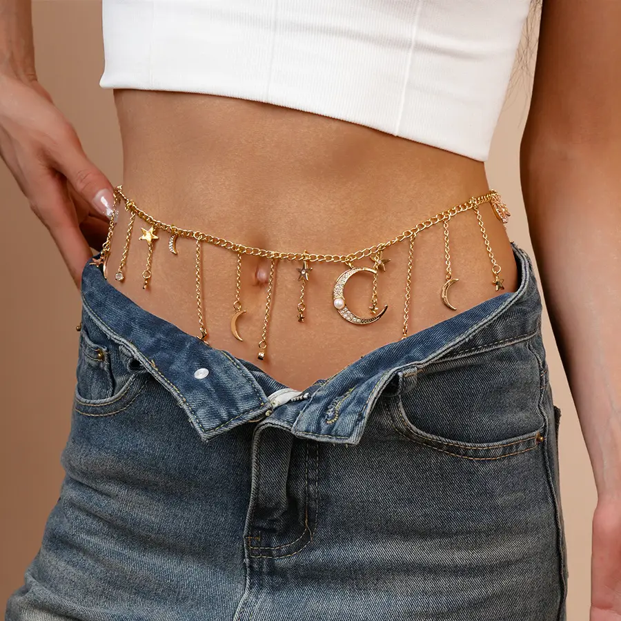 Golden Moon & Star Tassel Waist Chain for Women — feature 16