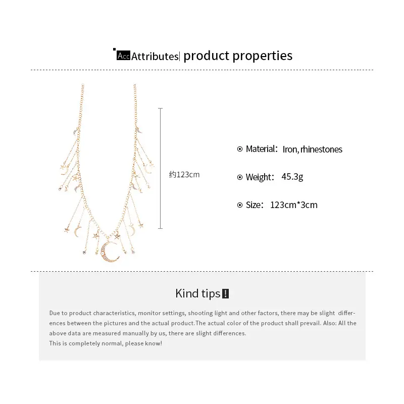 Golden Moon & Star Tassel Waist Chain for Women — feature 5