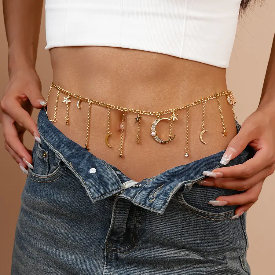 Golden Moon & Star Tassel Waist Chain for Women — feature 7