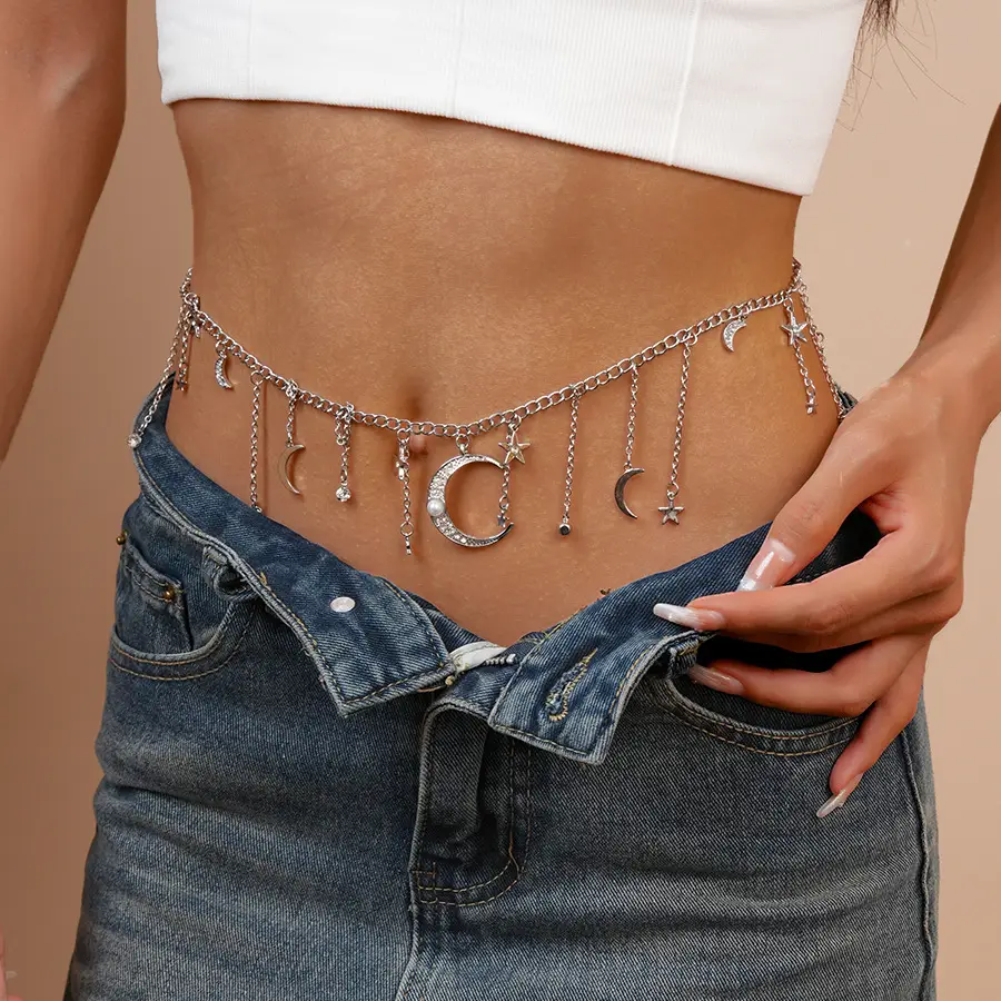 Golden Moon & Star Tassel Waist Chain for Women — feature 9