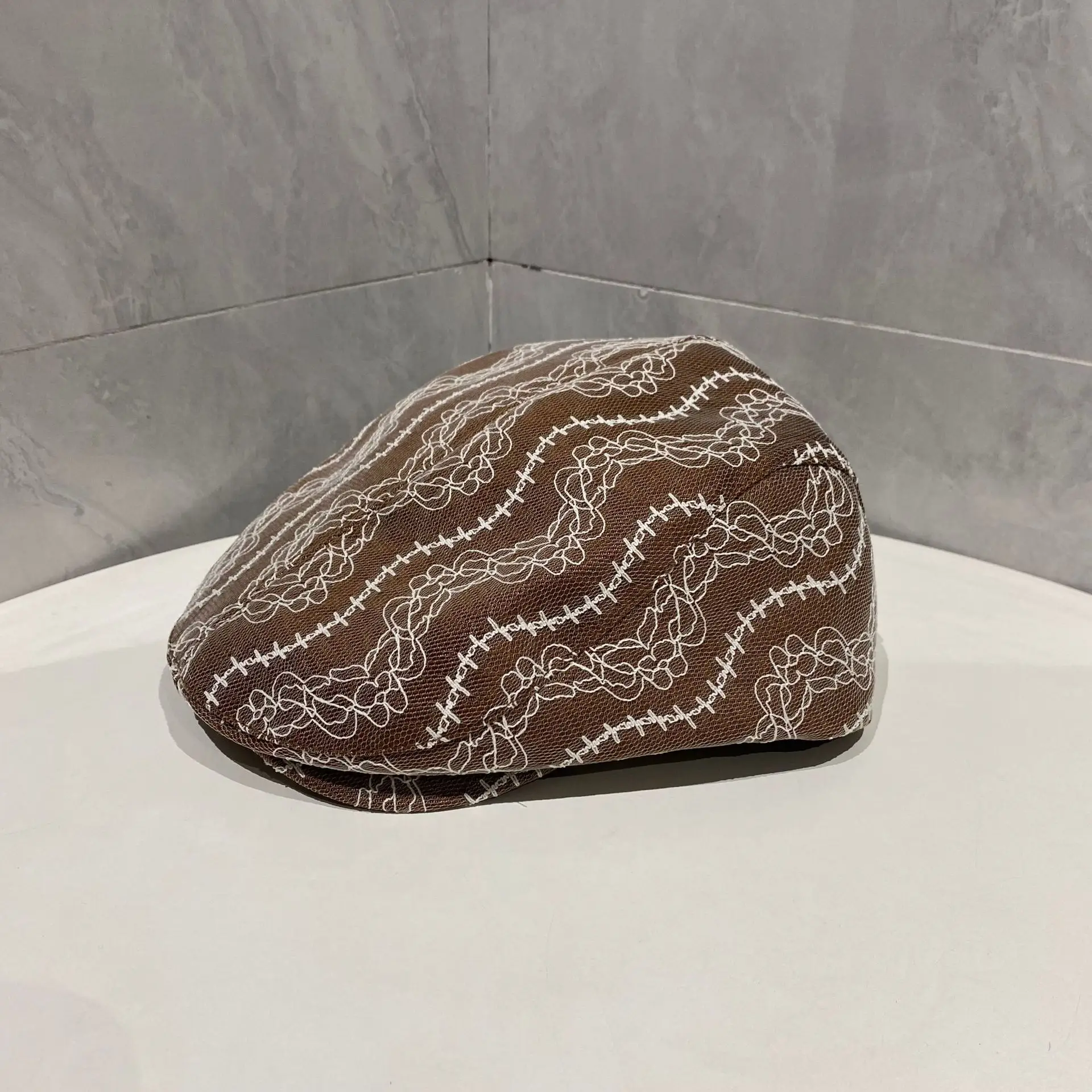 Women Retro Mesh Lace Cap Spring Autumn Large Circumference - Image 2