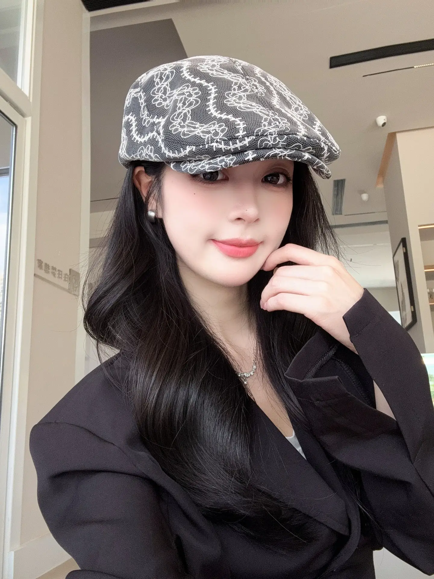 Women Retro Mesh Lace Cap Spring Autumn Large Circumference — feature 3