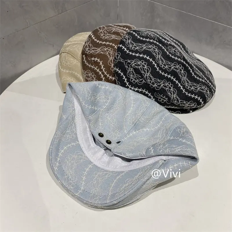 Women Retro Mesh Lace Cap Spring Autumn Large Circumference — feature 6