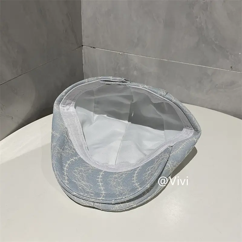 Women Retro Mesh Lace Cap Spring Autumn Large Circumference — feature 8