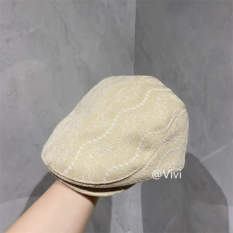 Women Retro Mesh Lace Cap Spring Autumn Large Circumference - Image 3