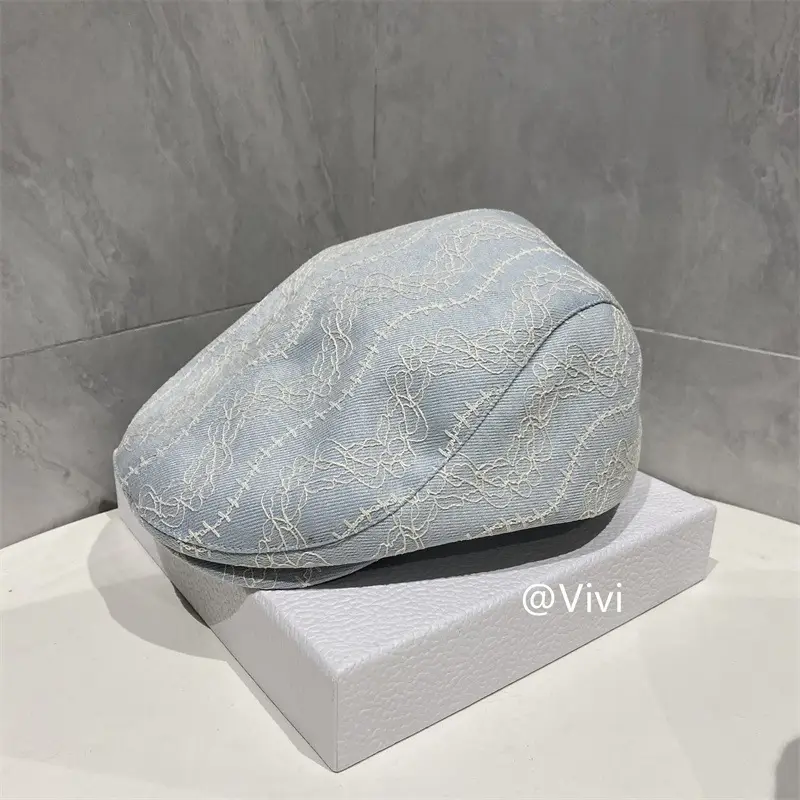 Women Retro Mesh Lace Cap Spring Autumn Large Circumference - Image 4