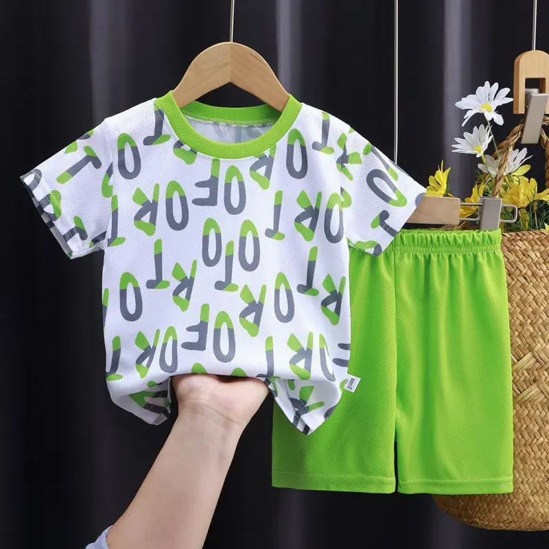 Kids Mesh T-Shirt Shorts Set Yellow Medium Large - Image 8