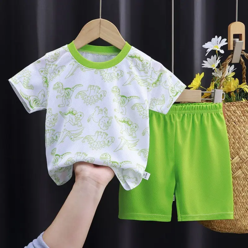 Kids Mesh T-Shirt Shorts Set Yellow Medium Large - Image 10