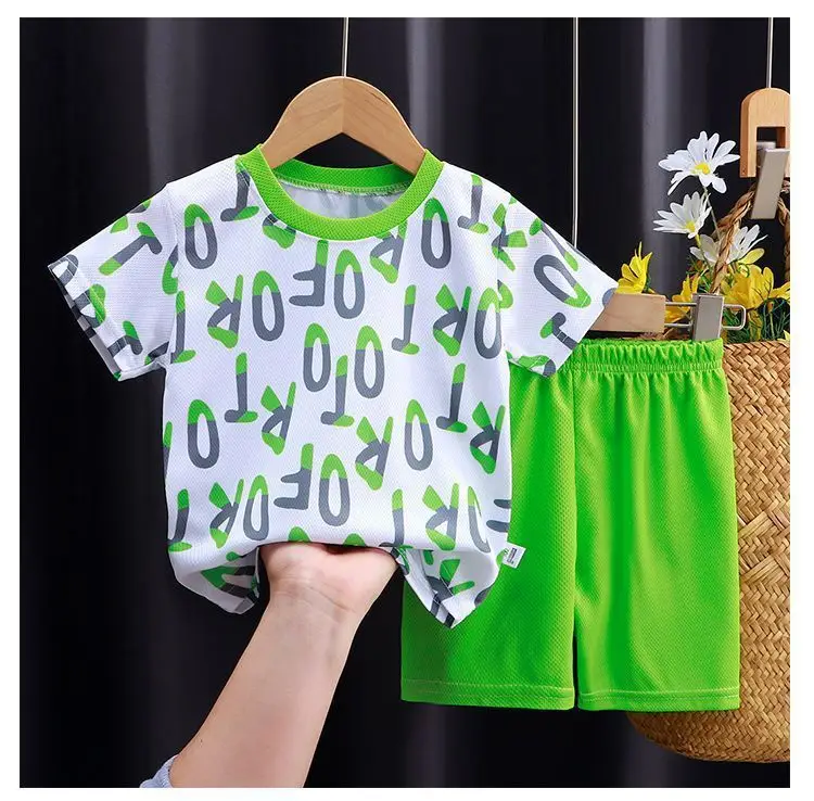 Kids Mesh T-Shirt Shorts Set Yellow Medium Large — feature 4