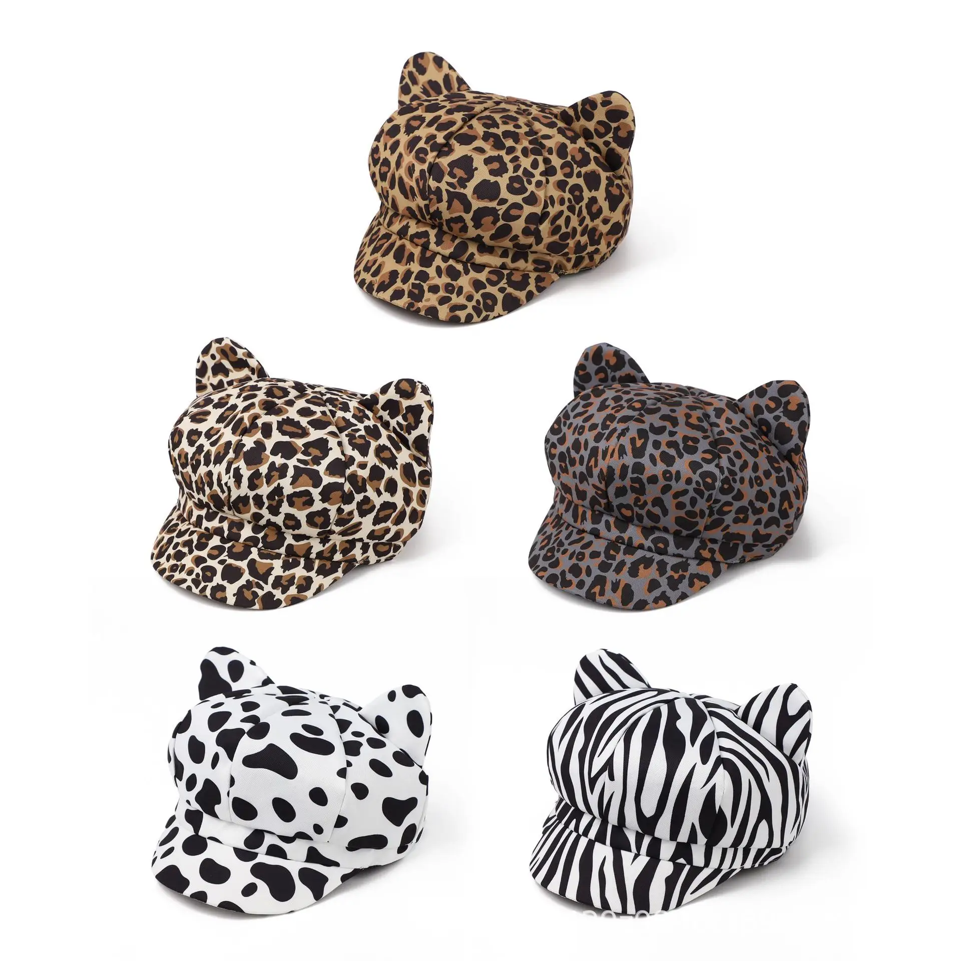 Women Zebra Print Cat Ear Cap Korean Style — feature 2
