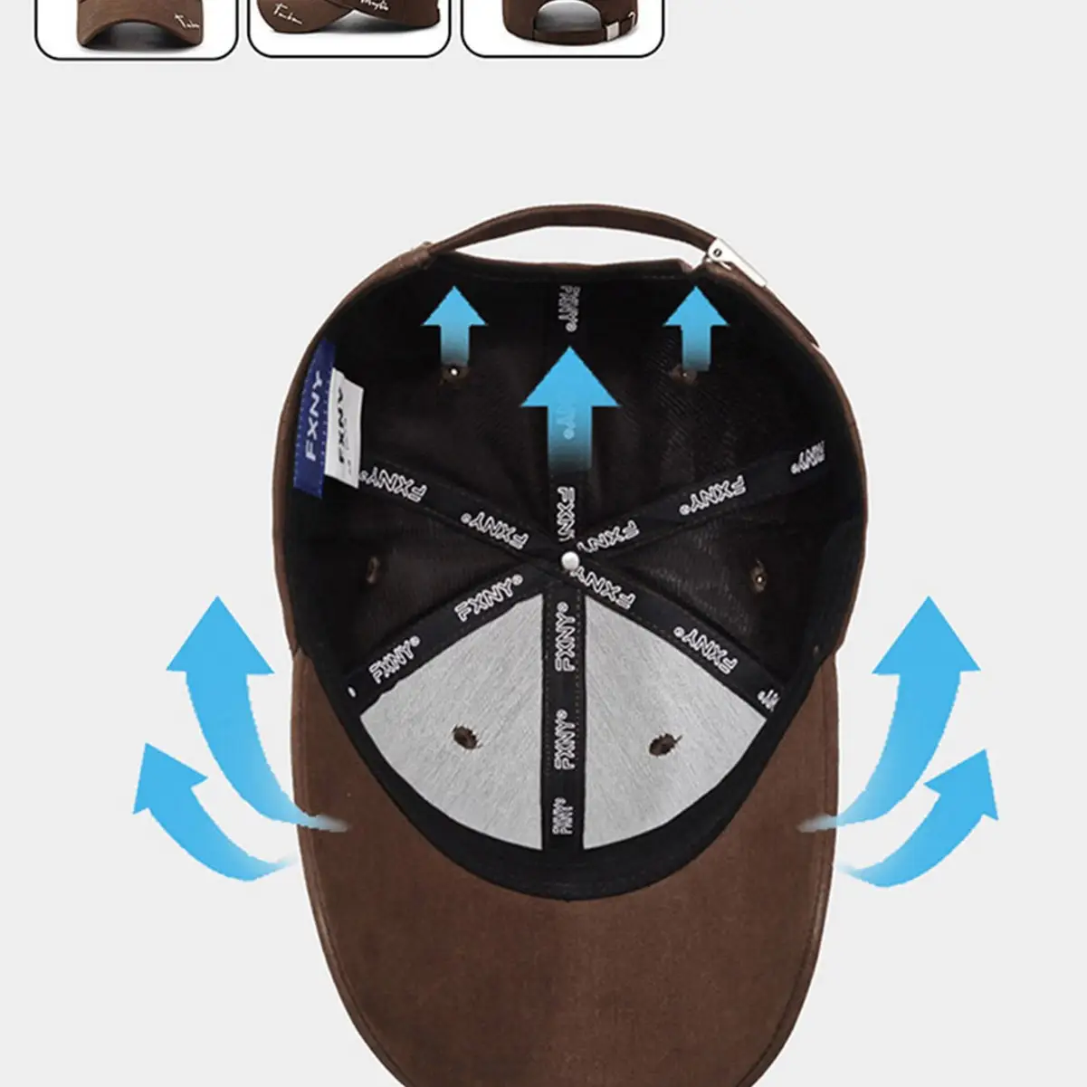 Women Brown Baseball Cap with Wide Enlarged Brim - Image 8