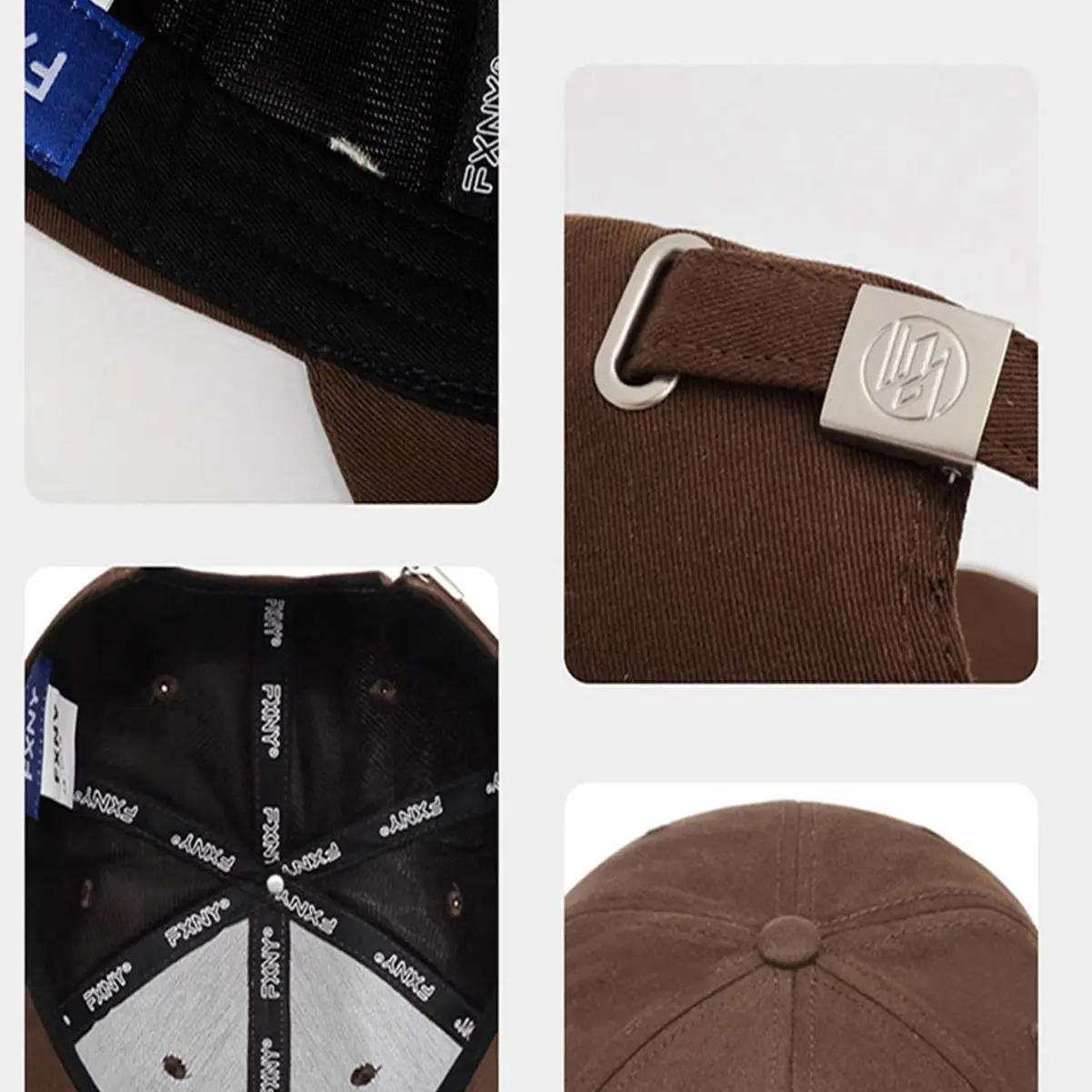 Women Brown Baseball Cap with Wide Enlarged Brim - Image 9