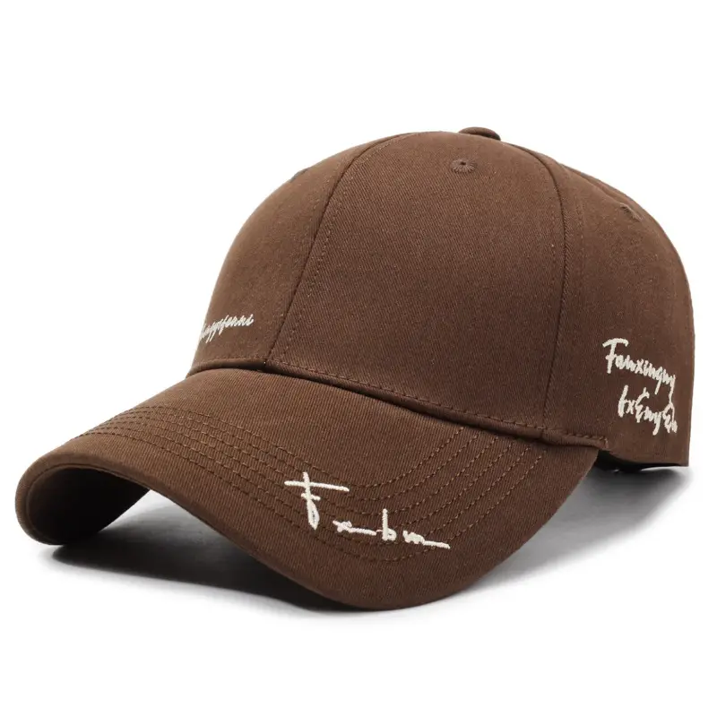 Women Brown Baseball Cap with Wide Enlarged Brim - Image 2
