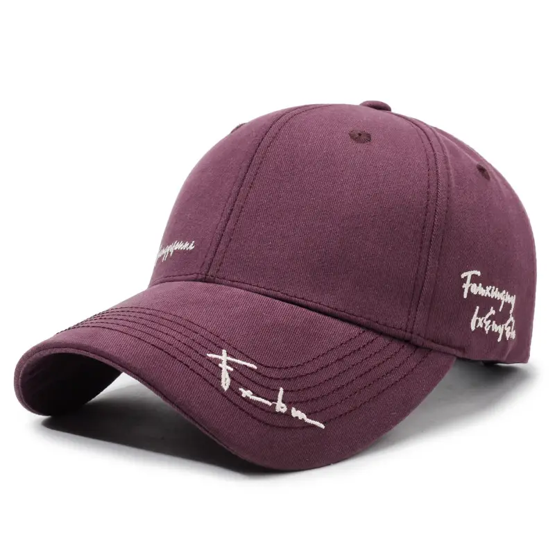 Women Brown Baseball Cap with Wide Enlarged Brim - Image 3