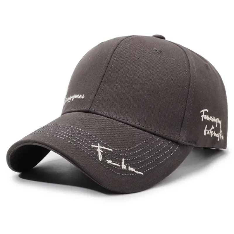 Women Brown Baseball Cap with Wide Enlarged Brim - Image 4