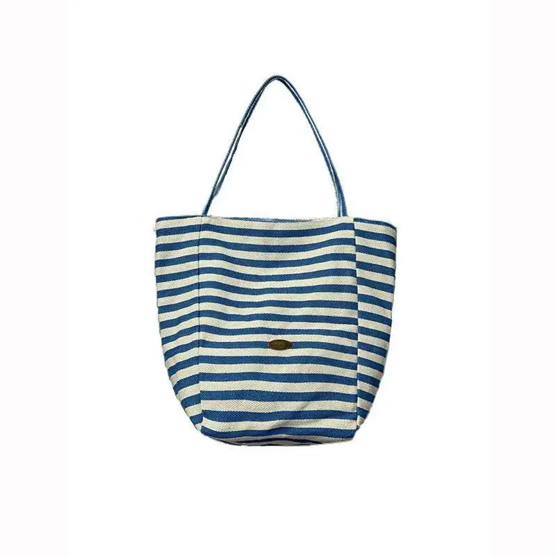 Red Striped Canvas Tote Bag for Women Large Capacity - Image 7