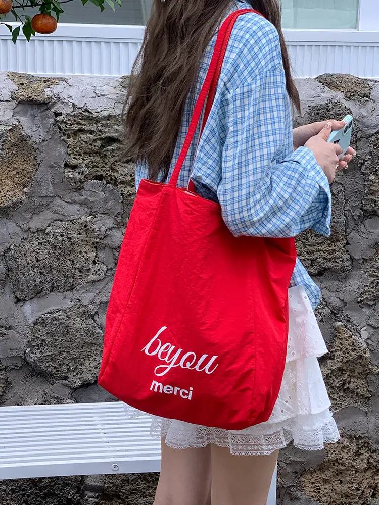 Red Striped Canvas Tote Bag for Women Large Capacity — feature 10