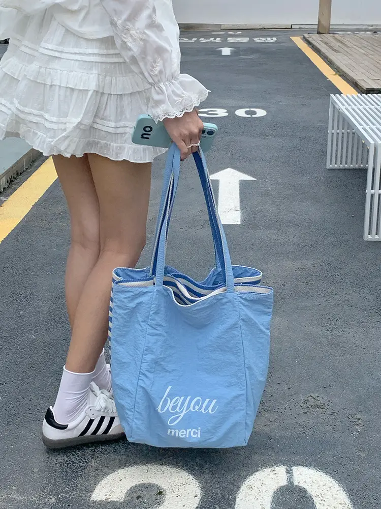 Red Striped Canvas Tote Bag for Women Large Capacity — feature 14