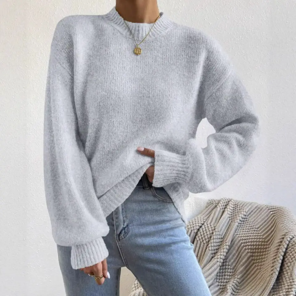 European and American Style Cross-Border Independent Station Autumn and Winter New Pure Color Half Turtleneck Casual Pullover Knitwear Women's Long-Sleeved Knitwear