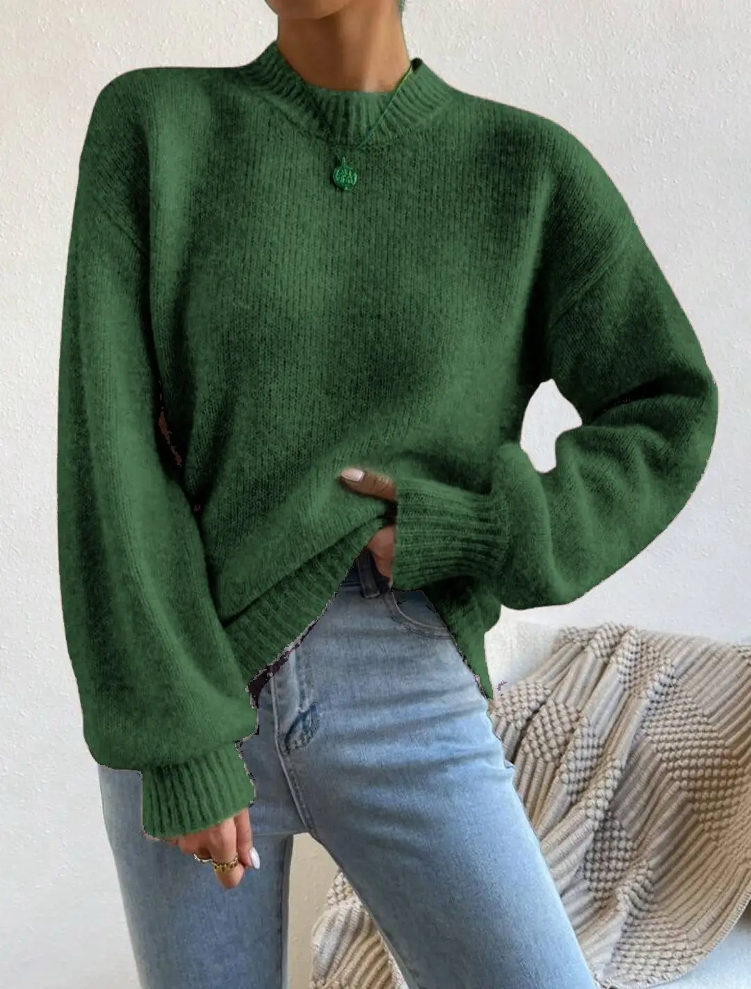 European and American Style Cross-Border Independent Station Autumn and Winter New Pure Color Half Turtleneck Casual Pullover Knitwear Women's Long-Sleeved Knitwear