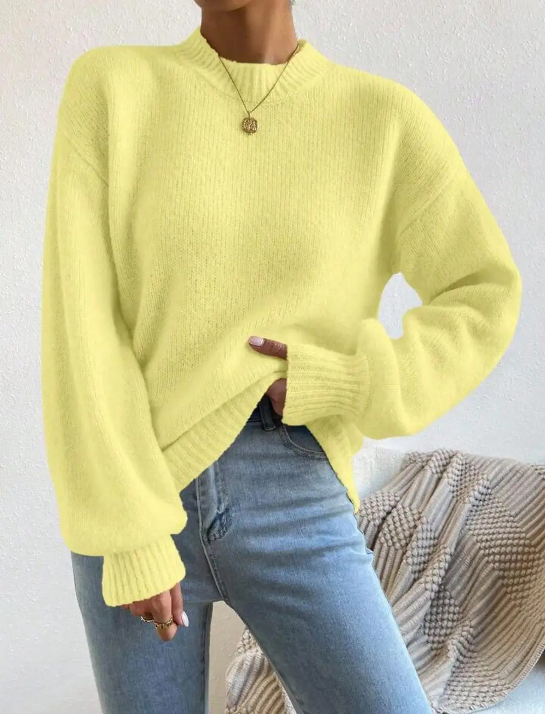 European and American Style Cross-Border Independent Station Autumn and Winter New Pure Color Half Turtleneck Casual Pullover Knitwear Women's Long-Sleeved Knitwear